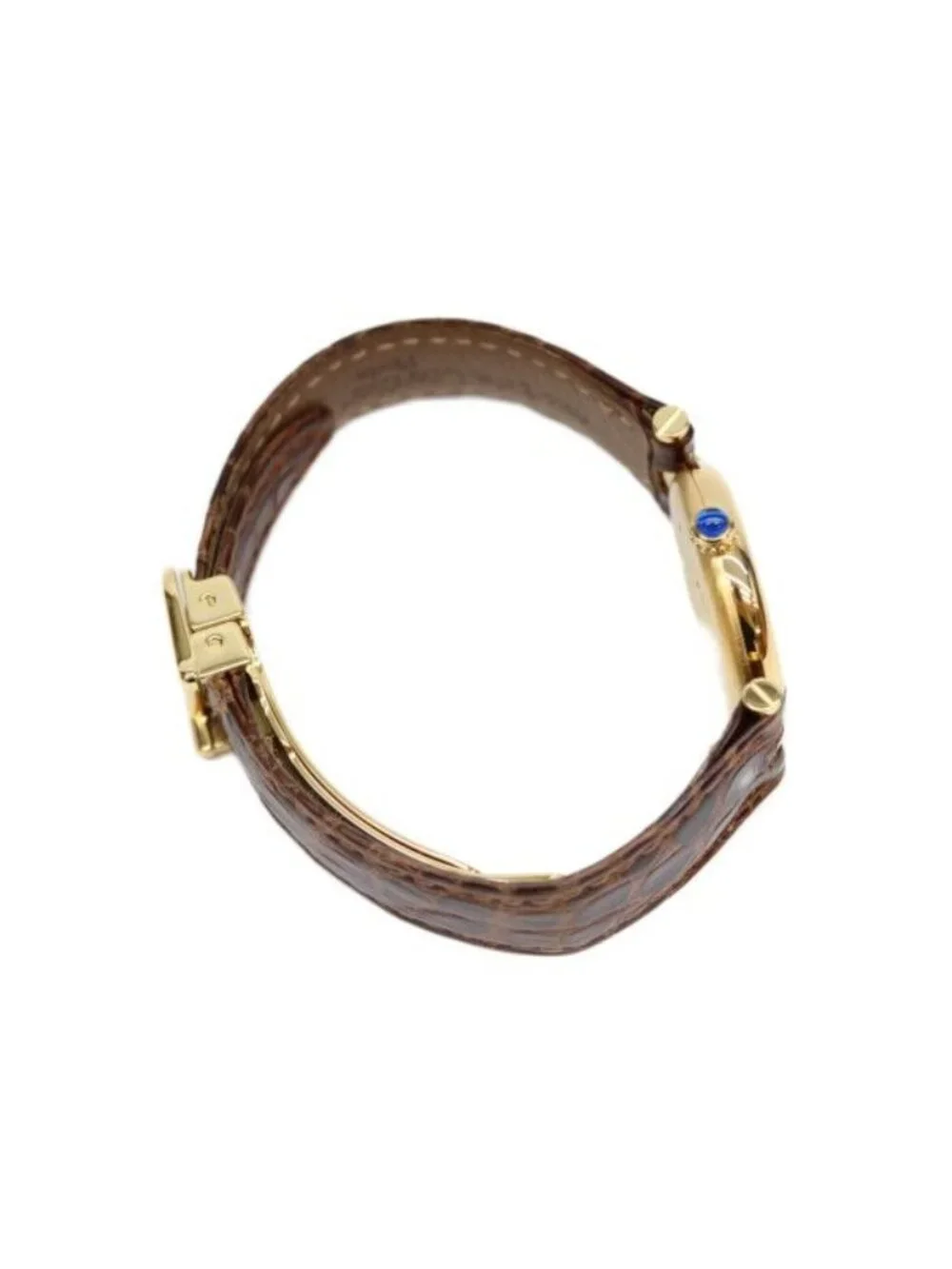 Cartier 925 Must Vende Mevermeil SM Side Trinity Dial Quartz Leather